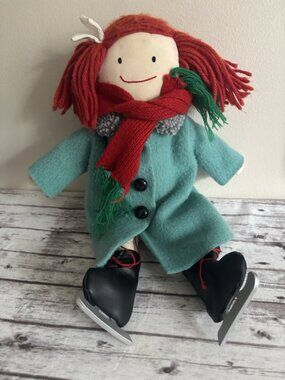 1990 Madeline 14" Skating Cloth Doll by EDEN Yarn Hair Vintage
